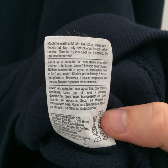 Champion Pullover Sweatshirt Long Sleeve Crew Neck Solid Navy Size Small - Picture 8 of 8